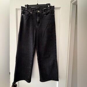 Banana Republic High Rise Wide Leg Cropped Black Jeans